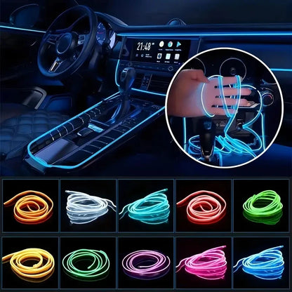 1M 3M 5M car EL Wire led strip Atmosphere light for DIY flexible AUTO interior Lamp Party decoration lights Neon strips 12V USB